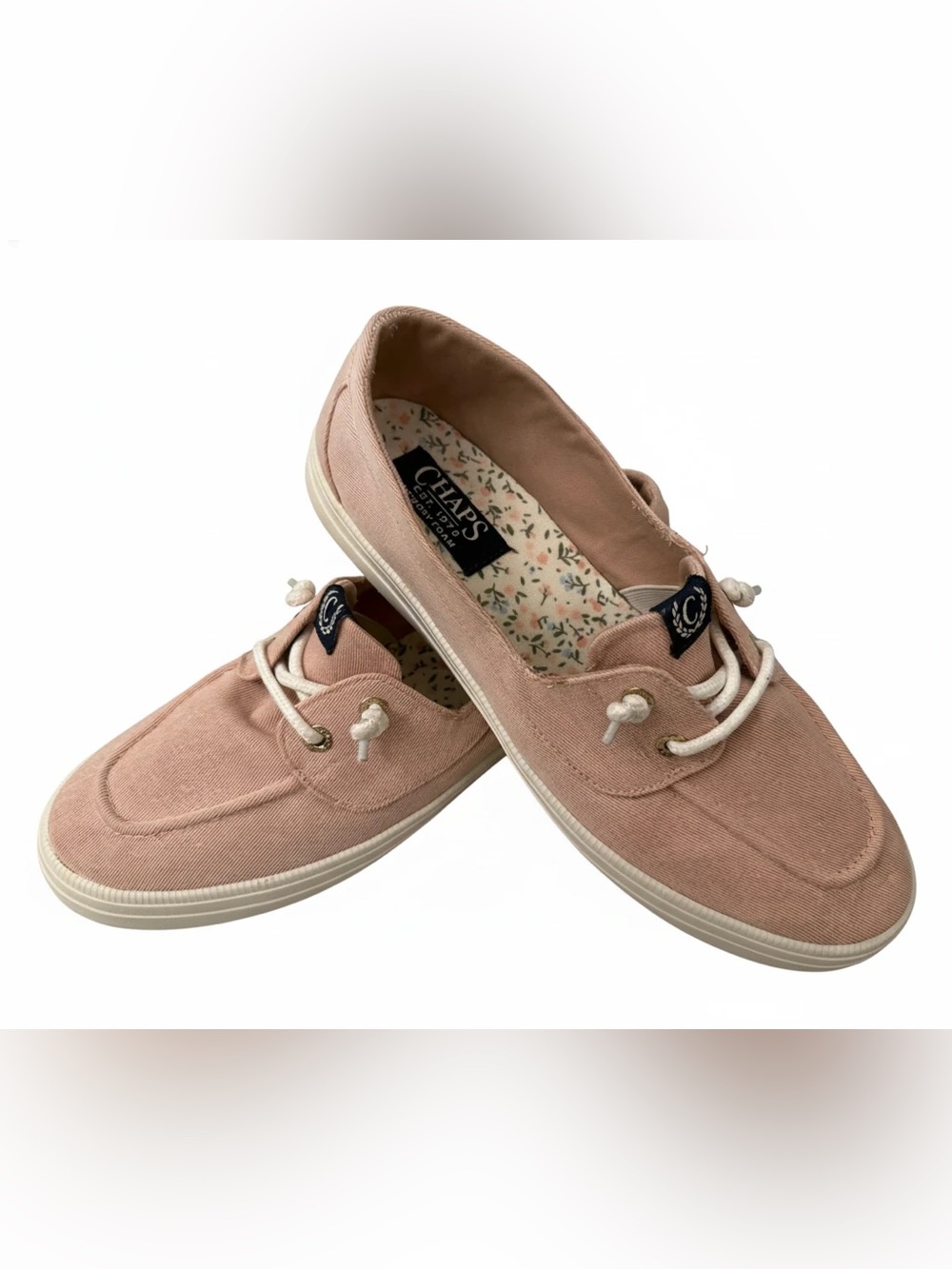 Chaps Women’s Canvas Slip On Boat Shoes in Pink, Size 9.5 - Picture 3 of 7